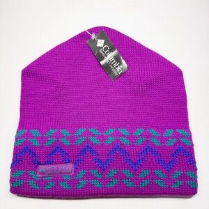 NEW Vintage 90s Columbia Diamond Peak Knit Wool Hat Beanie
